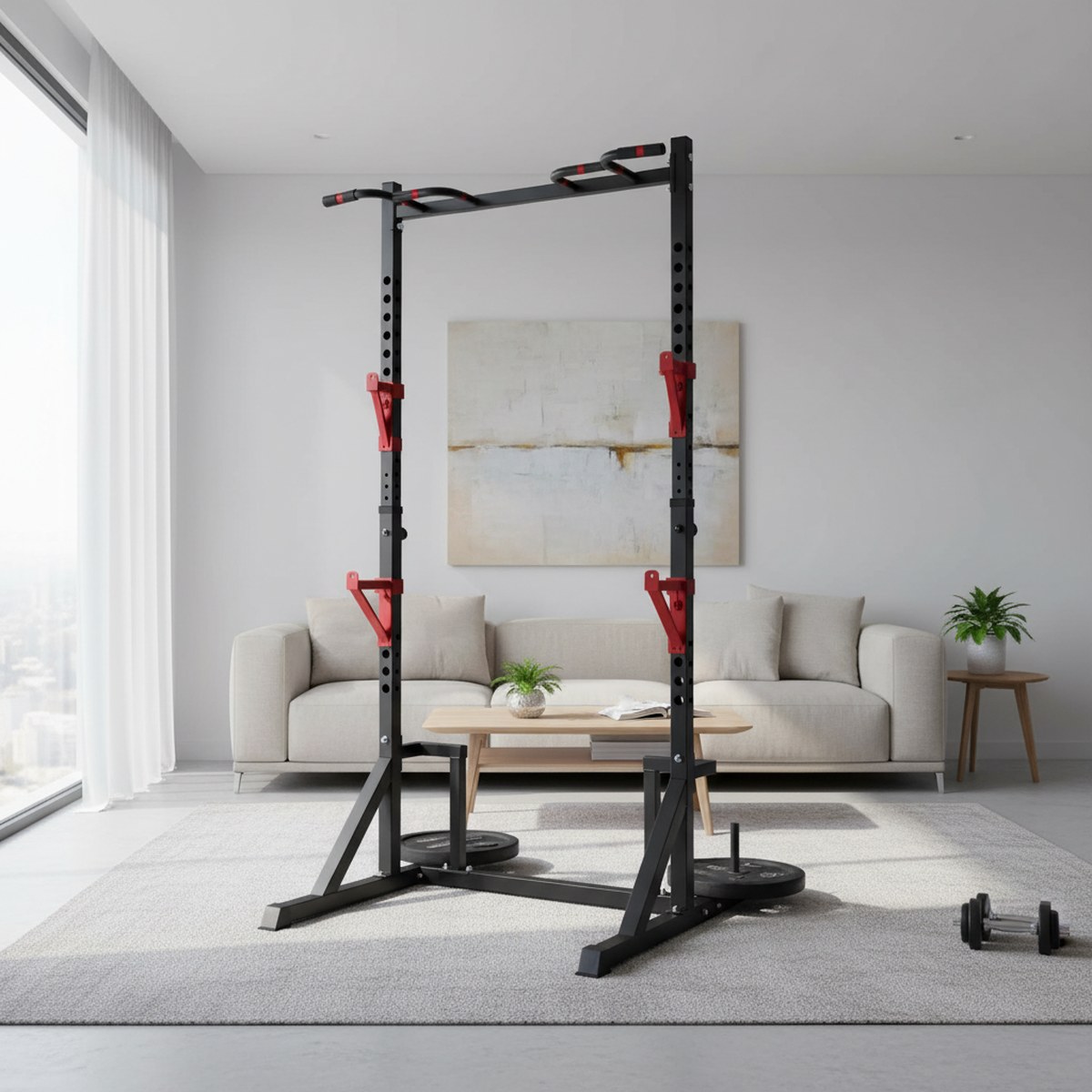 Rack de Força Ajustável com Ba - Home Gym Rack avaliação e preço
