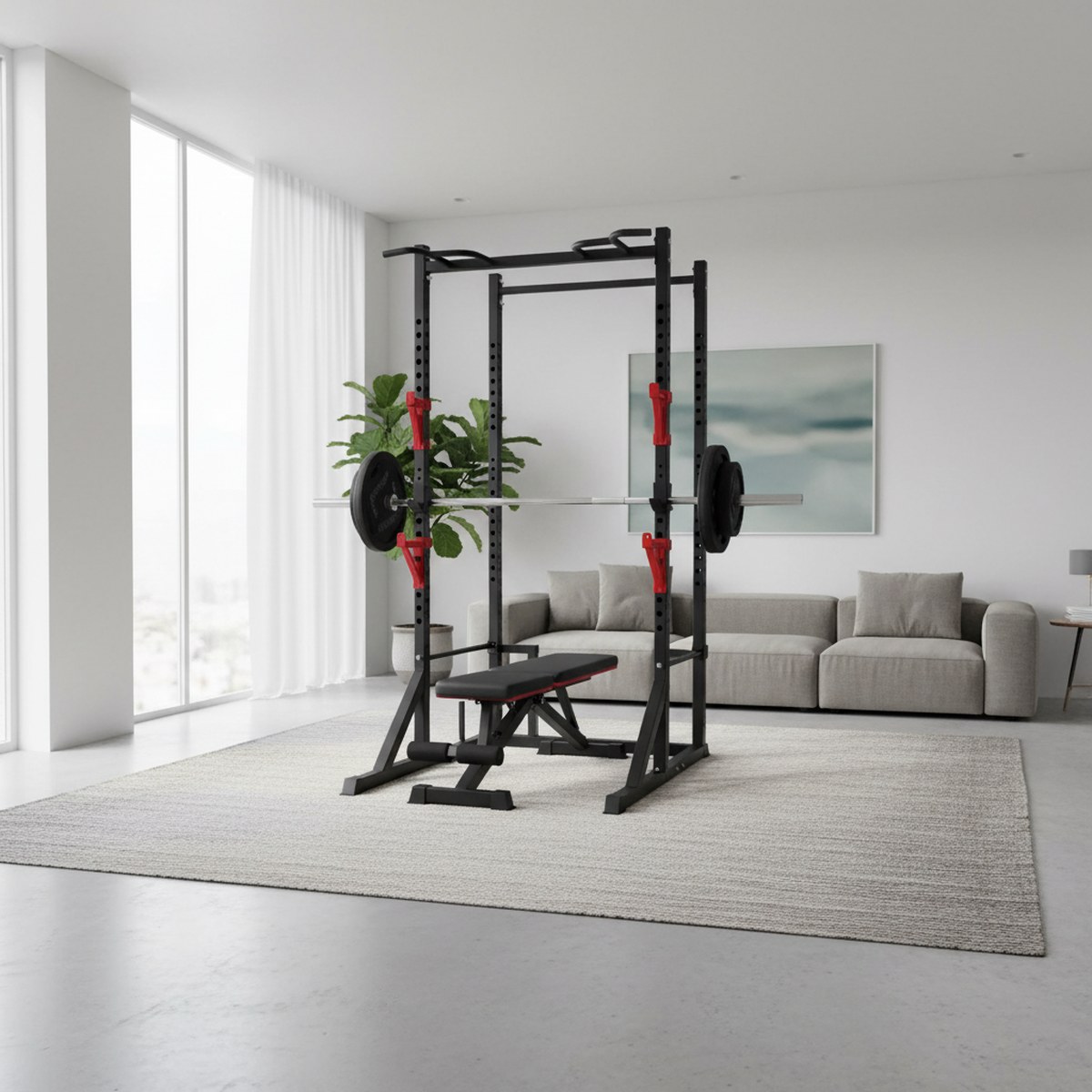 Rack de Força Ajustável com Ba - Home Gym Rack avaliação e preço