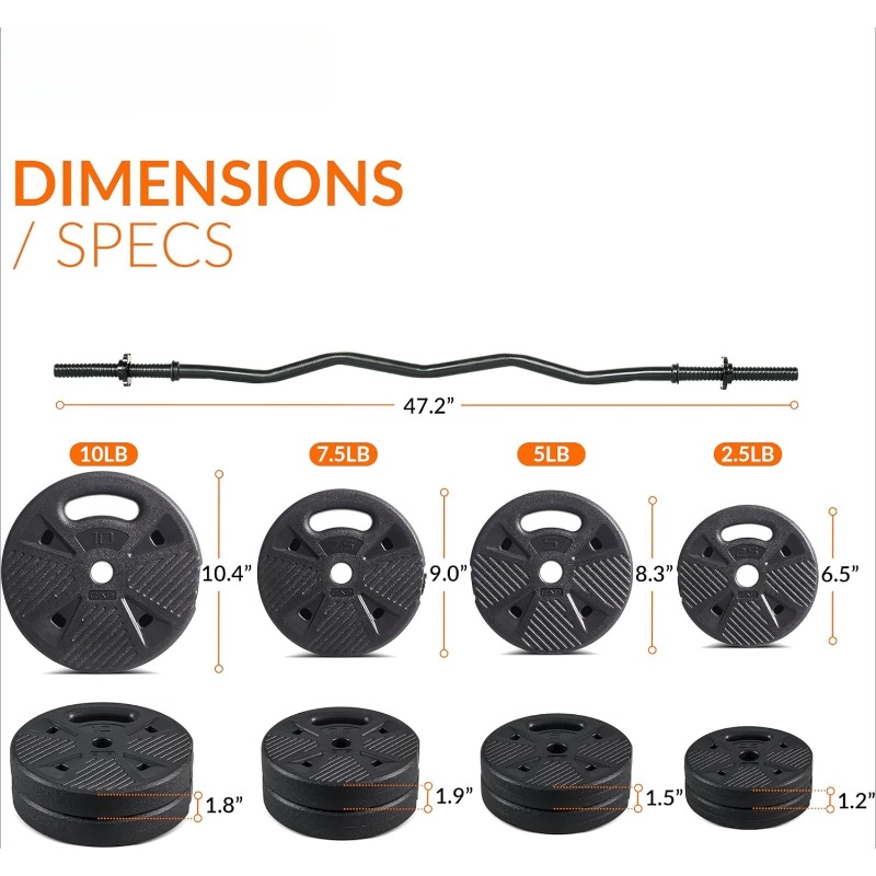 Conjunto de Barra EZ Curl com  - Barbell Curl Bar avaliação e preço